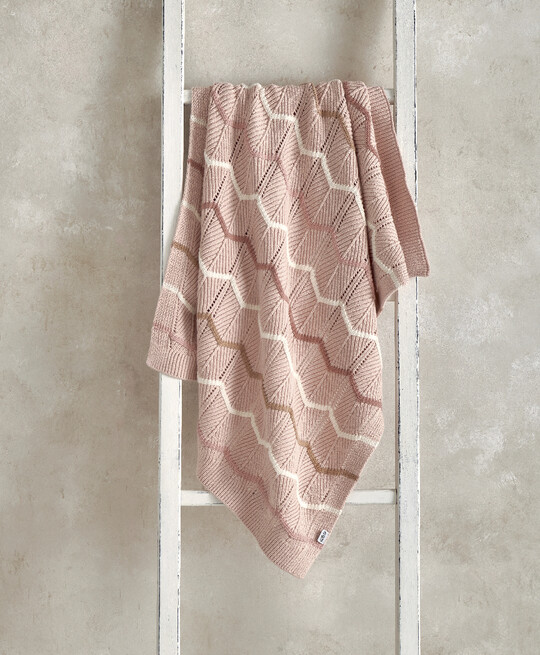 بطانية منسوجة بنقشة متموجة باللون الوردي بطانية منسوجة بنقشة متموجة باللون الوردي image number 1