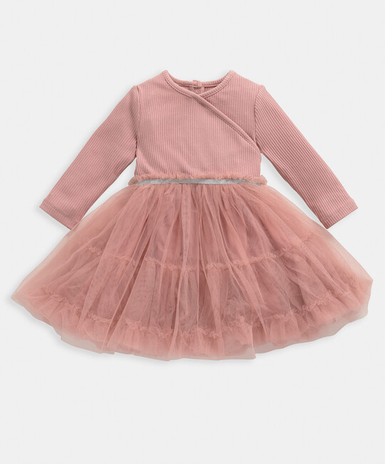 فستان بتصميم ملفوف - وردي فستان بتصميم ملفوف - وردي image number 1