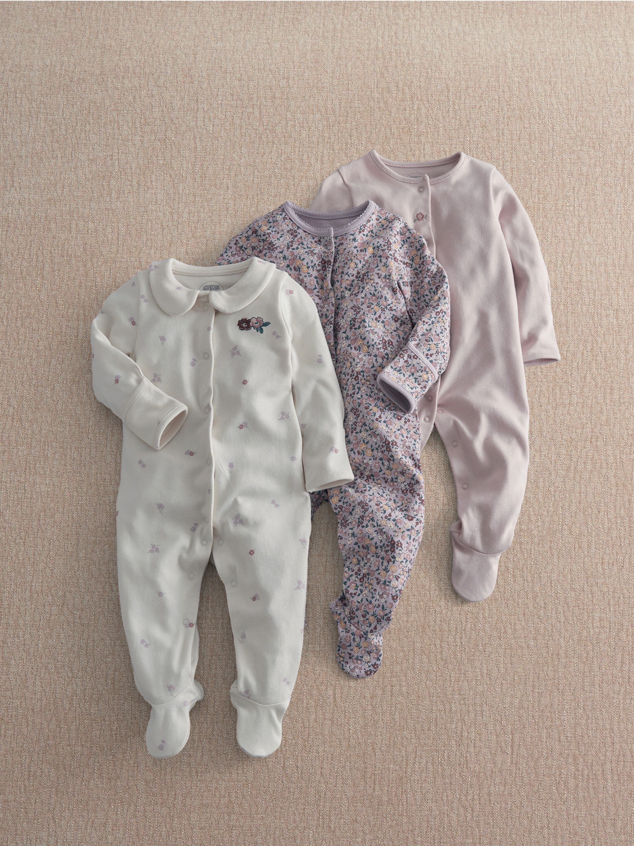 3pk Vintage Floral Sleepsuits