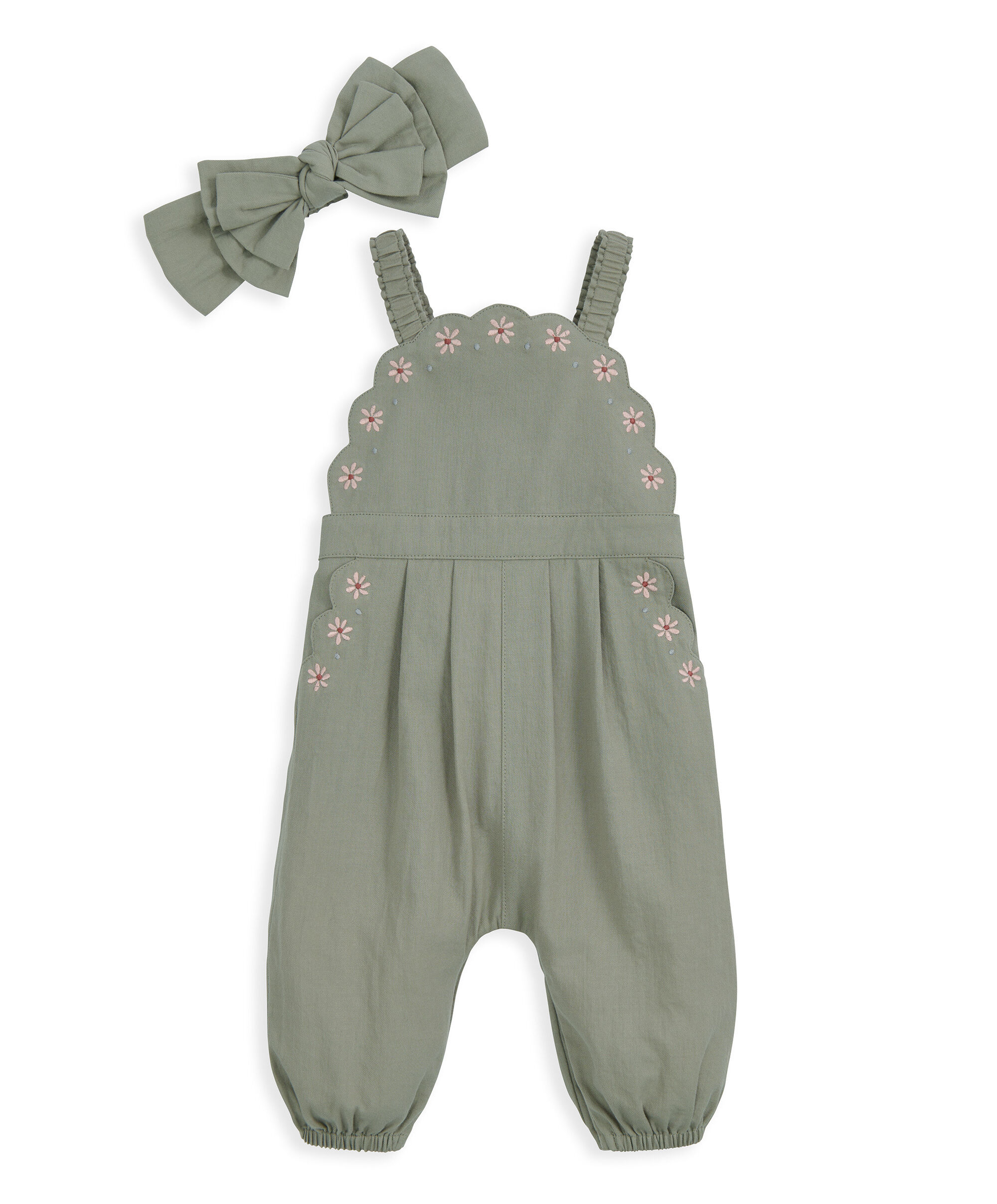 طقم دنغري بتفاصيل صدفية وطوق للرأس، قطعتين image number 2