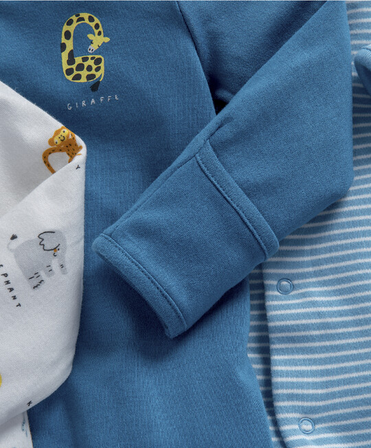 طقم بيجاما قطعة واحدة قطن جيرسيه بنقشة حيوانات وأحرف - 3 قطع طقم بيجاما قطعة واحدة قطن جيرسيه بنقشة حيوانات وأحرف - 3 قطع image number 3