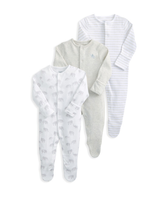 طقم بيجاما لباس قطعة واحدة بتطريز ونقشة فيل، 3 قطع طقم بيجاما لباس قطعة واحدة بتطريز ونقشة فيل، 3 قطع image number 2