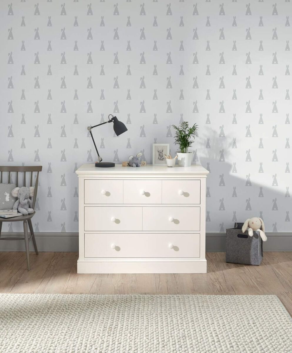 خزانة ووحدة تغيير للأطفال أكسفورد خشب 6 أدراج - أبيض image number 3