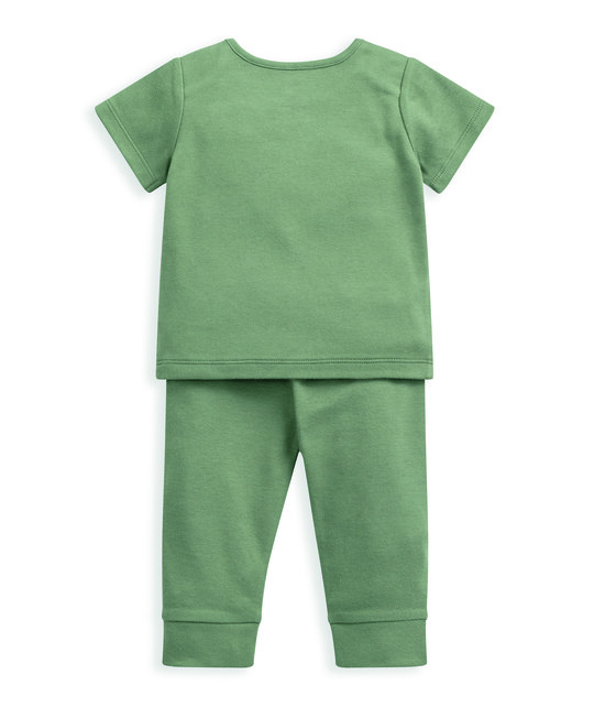 طقم بيجاما جيرسيه بطبعة أوراق شجر - قطعتان طقم بيجاما جيرسيه بطبعة أوراق شجر - قطعتان image number 3