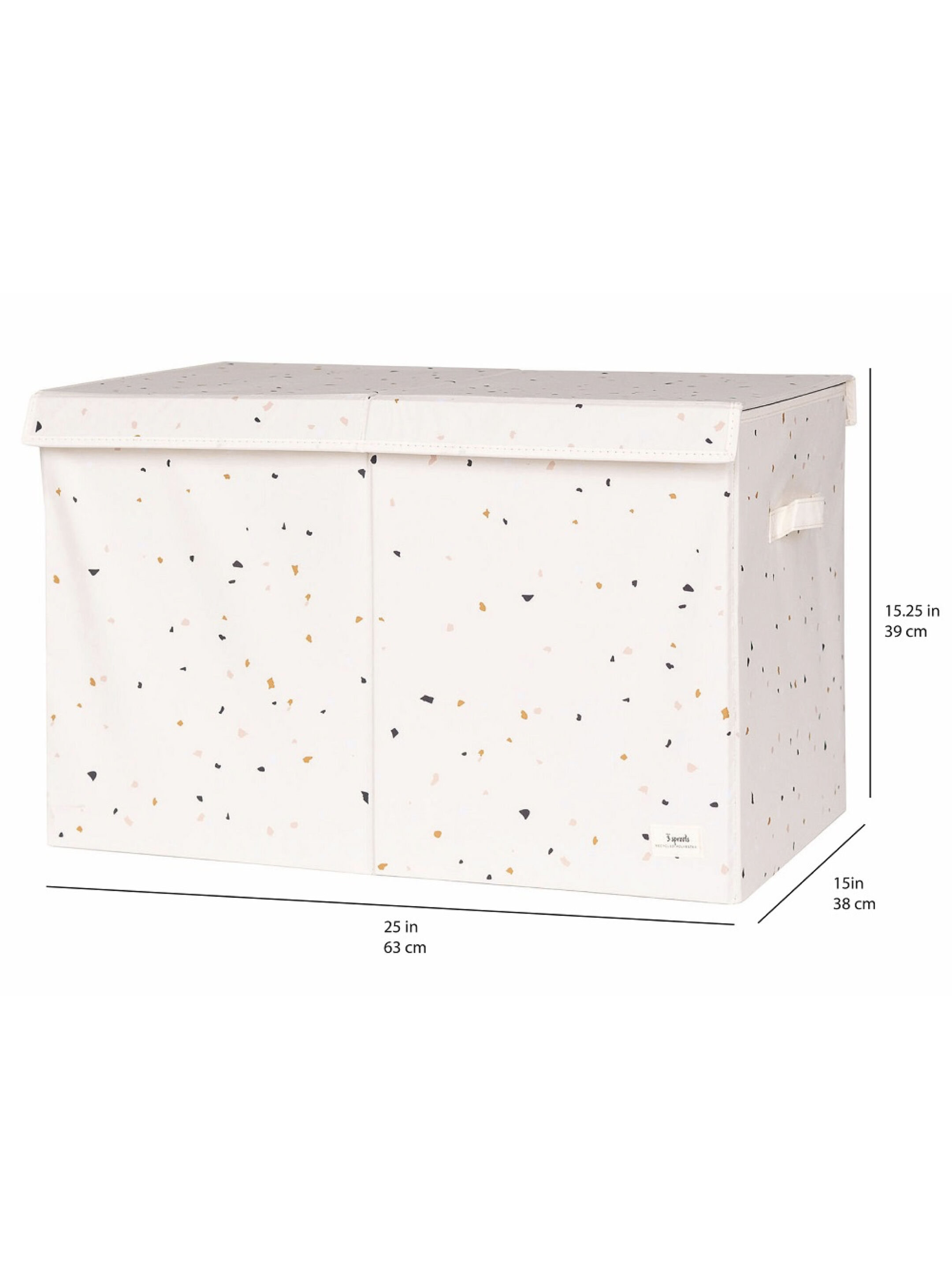 صندوق تخزين الألعاب قابل للطي من قماش معاد تدويره من 3 سبراوتس - أبيض كريمي image number 3