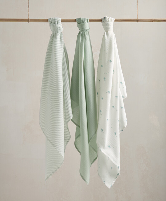 طقم مربعات موسلين كبيرة بنقشة سلحفاة - 3 قطع طقم مربعات موسلين كبيرة بنقشة سلحفاة - 3 قطع image number 1