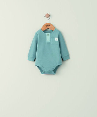 لباس قطعة واحدة بنسيج متشابك - أزرق لباس قطعة واحدة بنسيج متشابك - أزرق