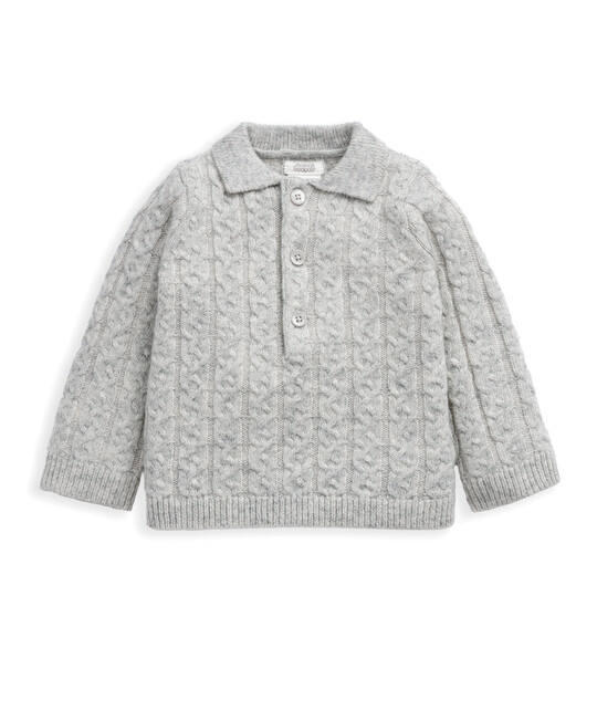 طقم كنزة منسوجة بغرزة الضفيرة وبنطال طقم كنزة منسوجة بغرزة الضفيرة وبنطال image number 3