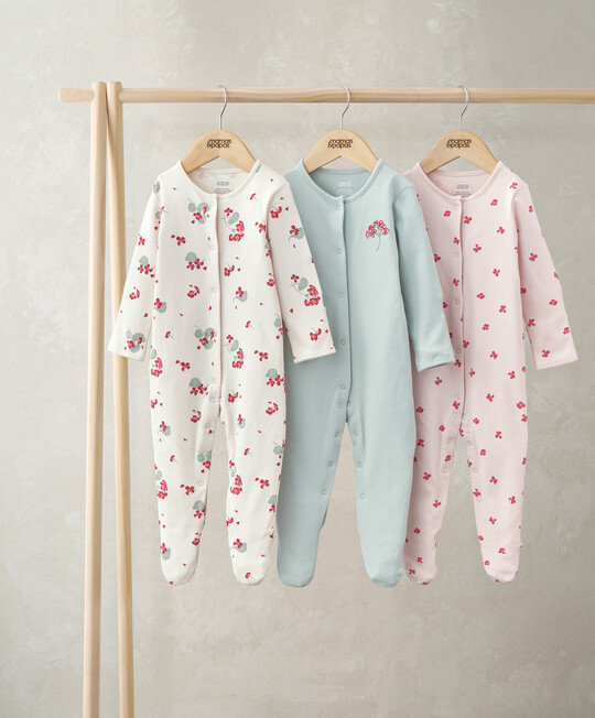 3 Pack Geranium Sleepsuits 3 Pack Geranium Sleepsuits image number 1