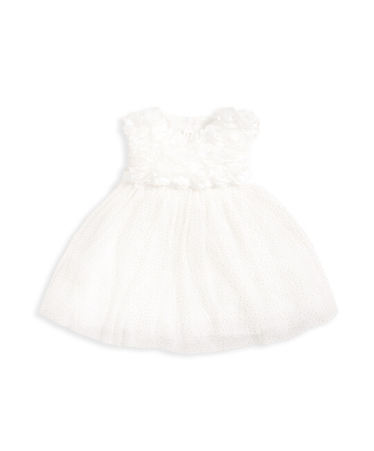 فستان مزين بزهور بارزة - أبيض فستان مزين بزهور بارزة - أبيض image number 2