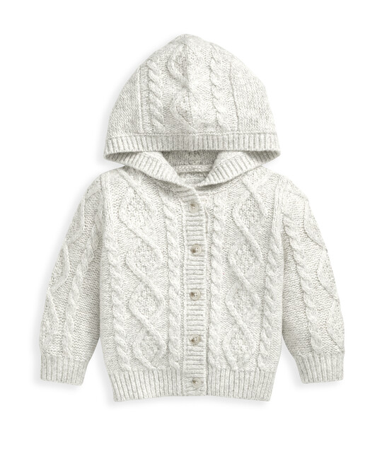 كارديغان منسوج بغرزة الضفيرة - رمادي كارديغان منسوج بغرزة الضفيرة - رمادي image number 2