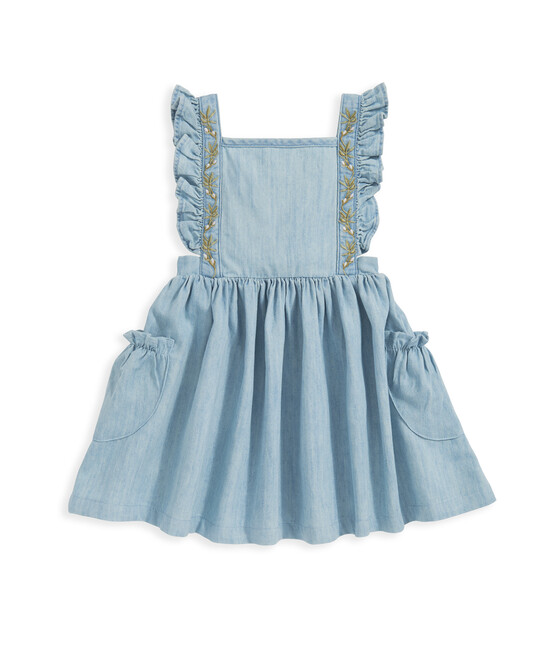 فستان دينم بتطريز زهور فستان دينم بتطريز زهور image number 2