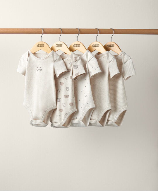 طقم لباس قطعة واحدة بأكمام قصيرة ونقشة دب - 5 قطع طقم لباس قطعة واحدة بأكمام قصيرة ونقشة دب - 5 قطع image number 3