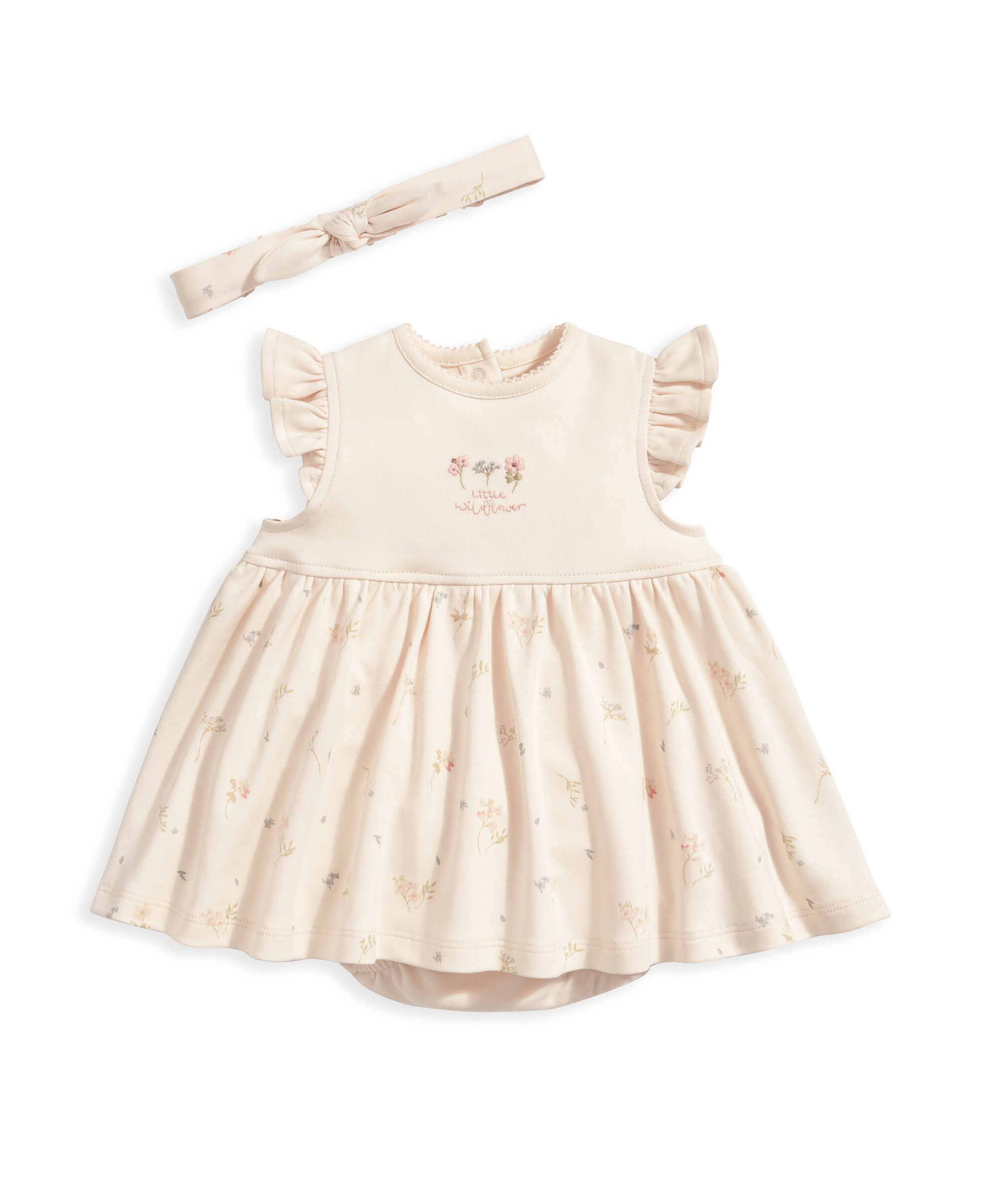 طقم فستان وطوق رأس بنقشة زهور - وردي image number 2