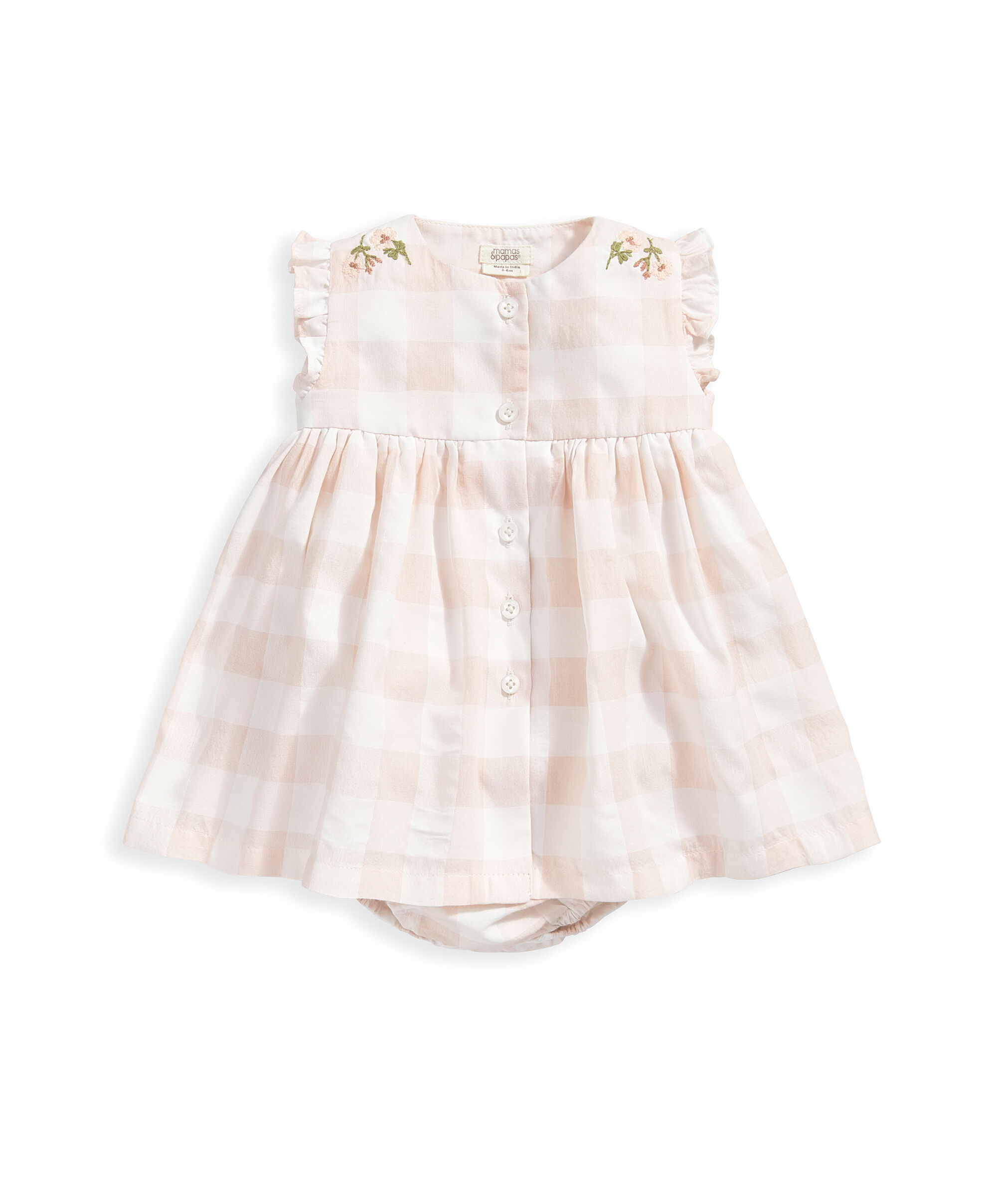 فستان صيفي بنقشة مربعات غينغهام - وردي image number 2