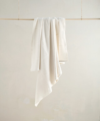 بطانية قطن منسوجة كبيرة - أبيض بطانية قطن منسوجة كبيرة - أبيض