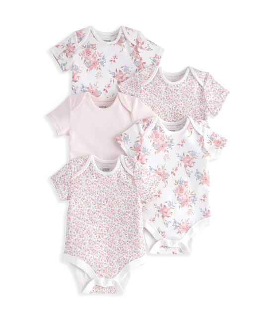 Floral Short-Sleeve Bodysuits (Set of 5) Floral Short-Sleeve Bodysuits (Set of 5) image number 2