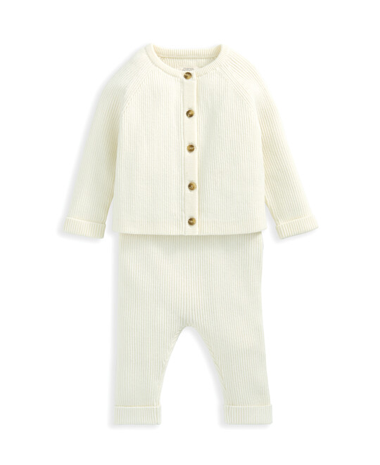 طقم كارديغان ولغينغز منسوج - بيج طقم كارديغان ولغينغز منسوج - بيج image number 4