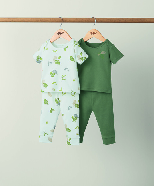 طقم بيجاما جيرسيه بطبعة أوراق شجر - قطعتان طقم بيجاما جيرسيه بطبعة أوراق شجر - قطعتان image number 1