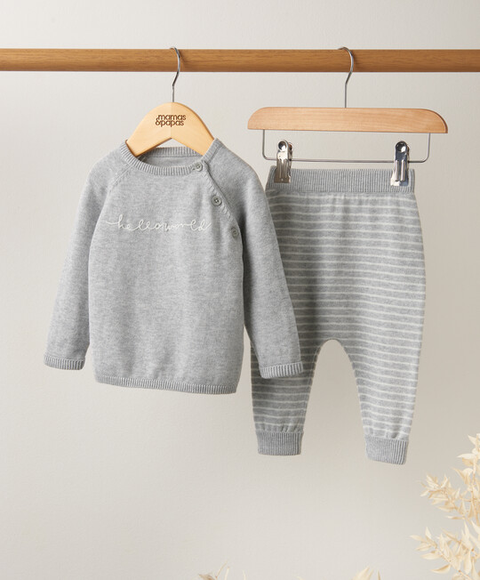 طقم بلوزة بعبارة Hello Worldوبنطال منسوج - قطعتان طقم بلوزة بعبارة Hello Worldوبنطال منسوج - قطعتان image number 4