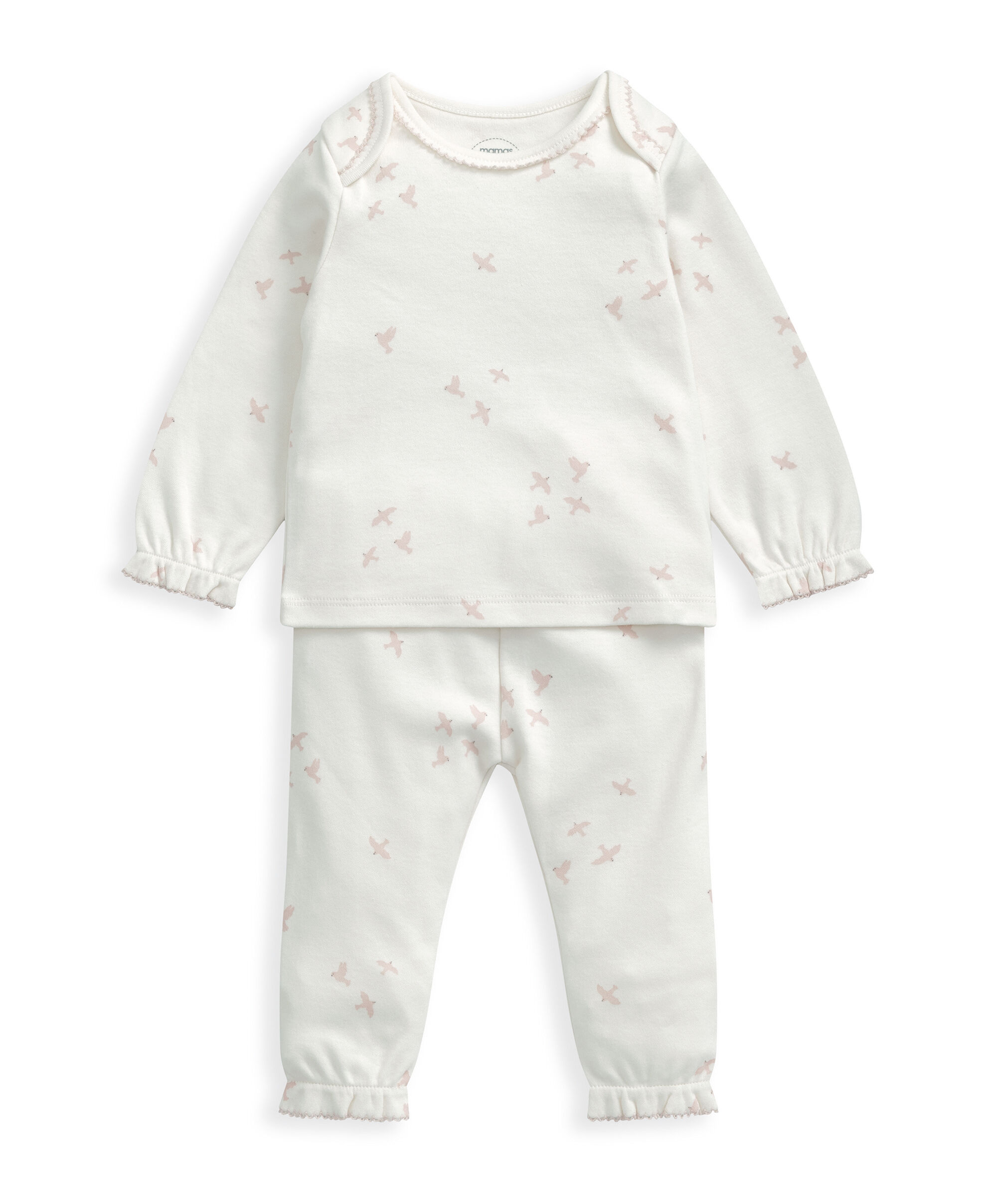 بيجاما جيرسيه بنقشة طيور - وردي وكريمي image number 2