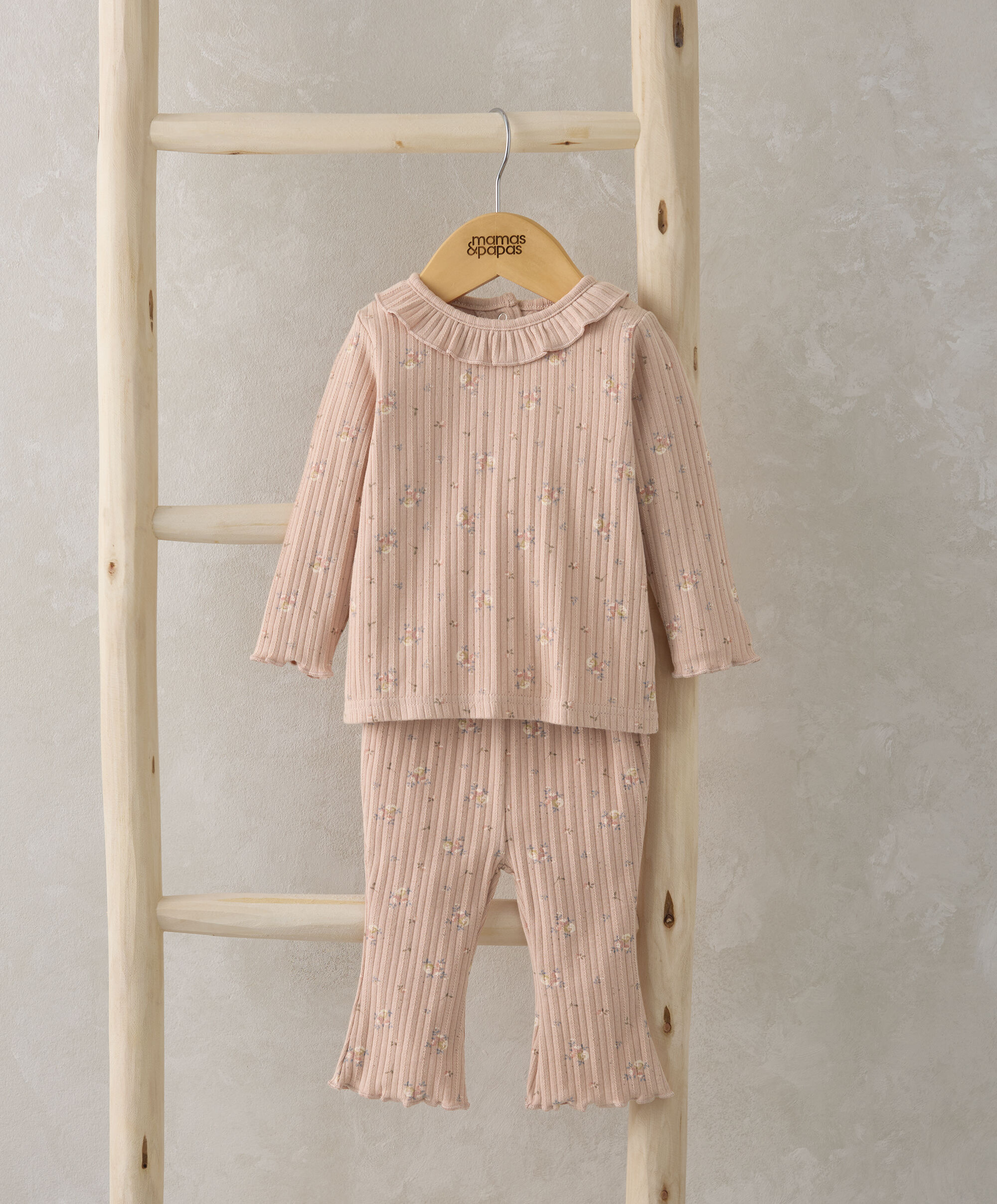 طقم لباس قطعة واحدة ولغينغز بنقشة زهور image number 1