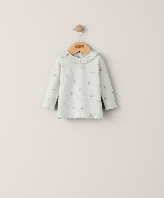 تي شيرت بأكمام طويلة ونقشة زهور أقحوان تي شيرت بأكمام طويلة ونقشة زهور أقحوان image number 1