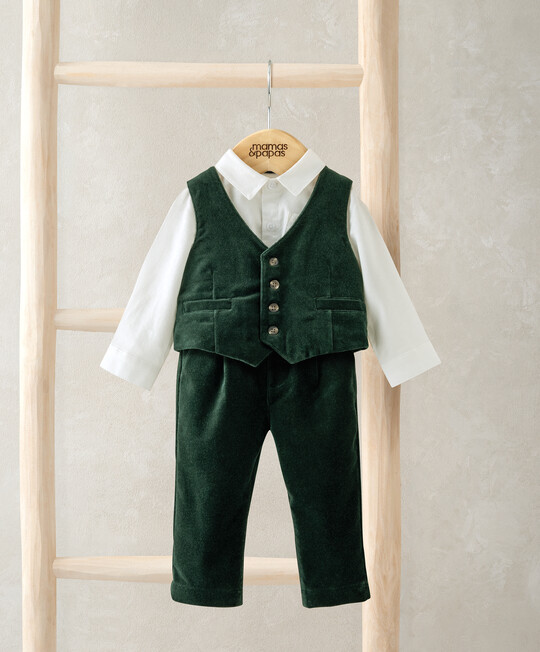 طقم بدلة مخمل بلون أخضر، 3 قطع طقم بدلة مخمل بلون أخضر، 3 قطع image number 1