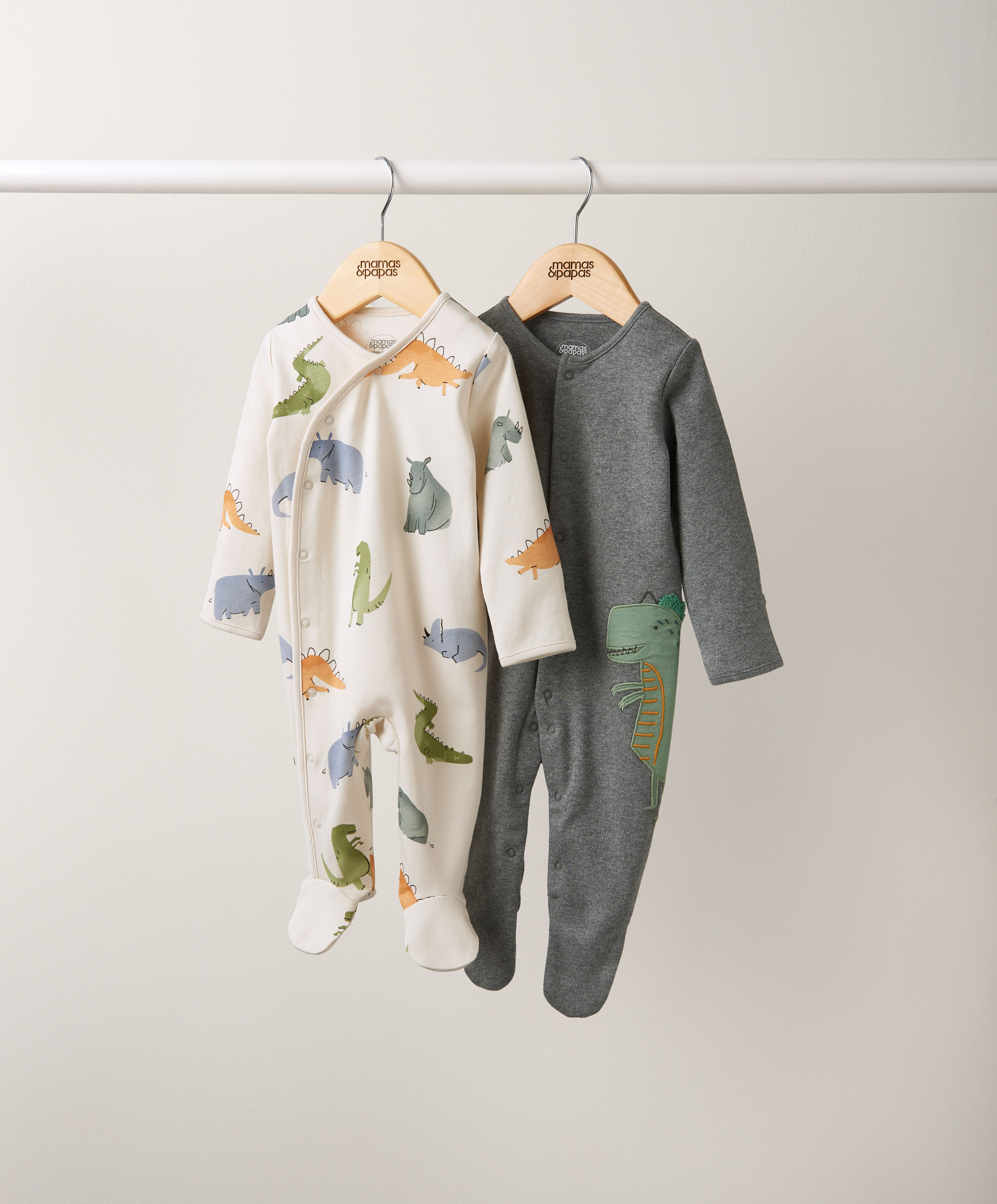 طقم بيجاما قطعة واحدة بنقشة ديناصور - قطعتان image number 3