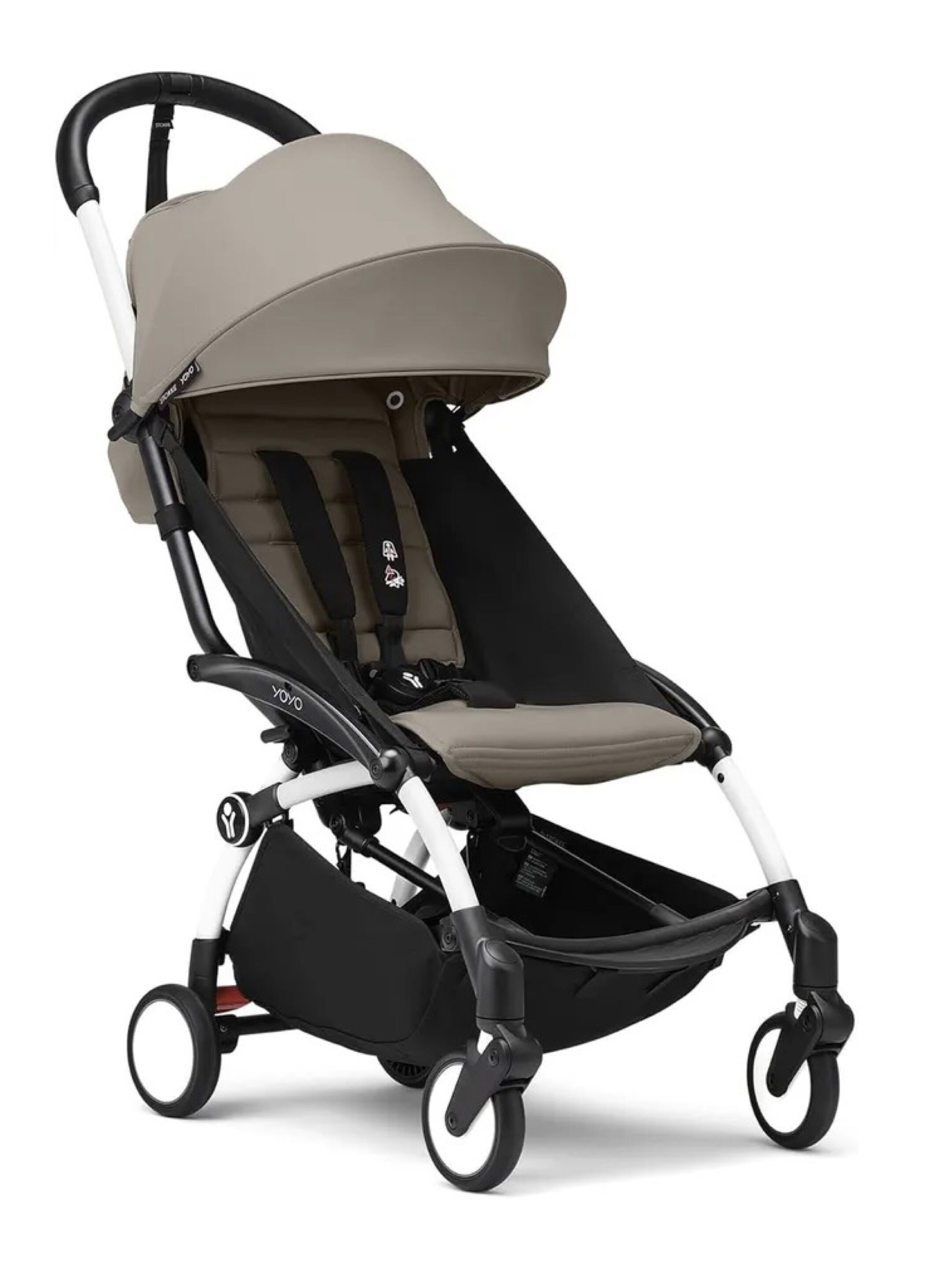 مجموعة هيكل أبيض لعربة أطفال ستوك يويو3 مع مجموعة مقعد للأطفال لعمر 6 شهور فأكثر بلون توب (قطعتين)