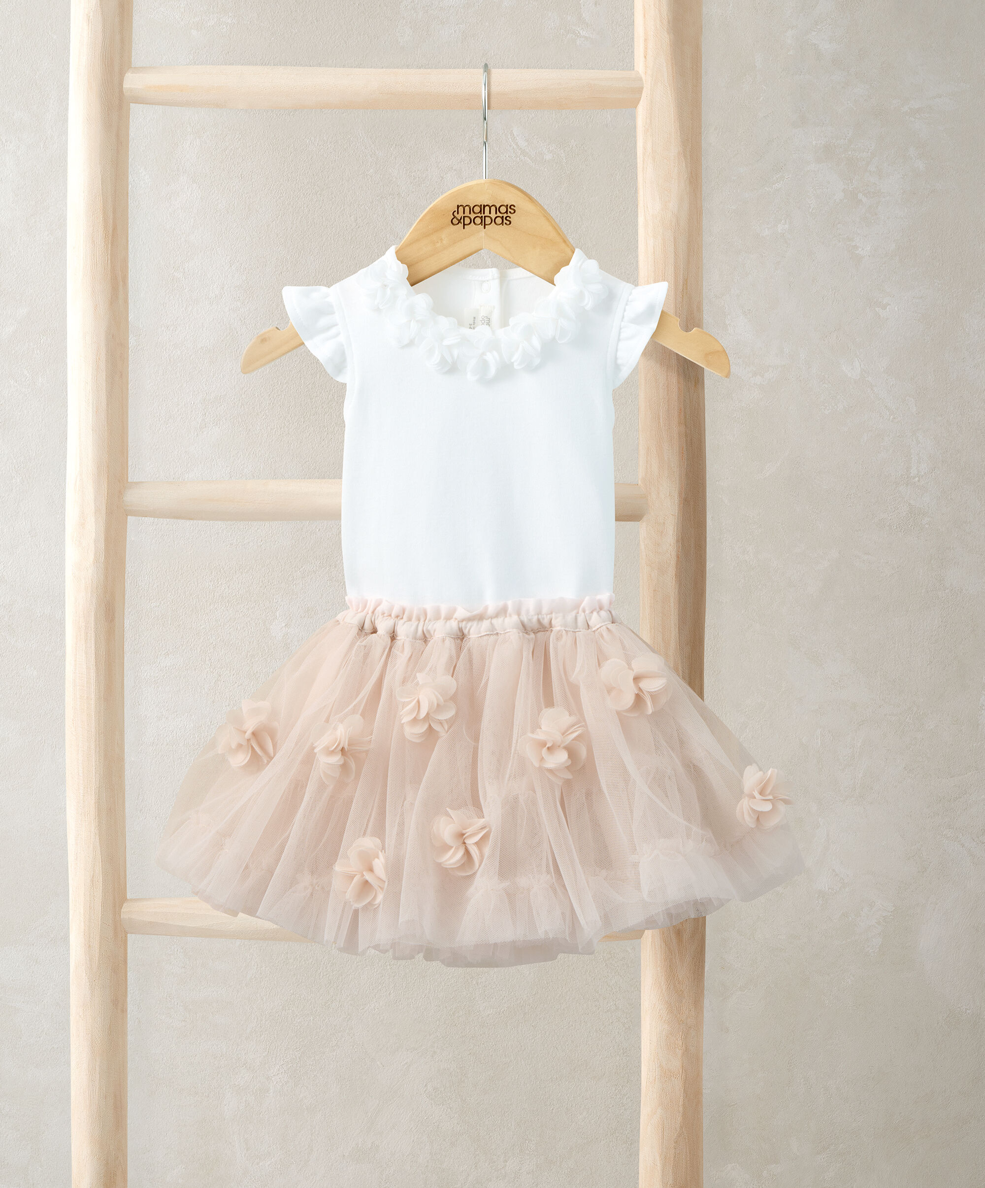 طقم بودي سوت وتنورة توتو بزهور، قطعتين image number 1