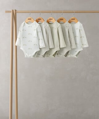 طقم لباس قطعة واحدة بأكمام طويلة ونقشة حيوانات - 5 قطع طقم لباس قطعة واحدة بأكمام طويلة ونقشة حيوانات - 5 قطع