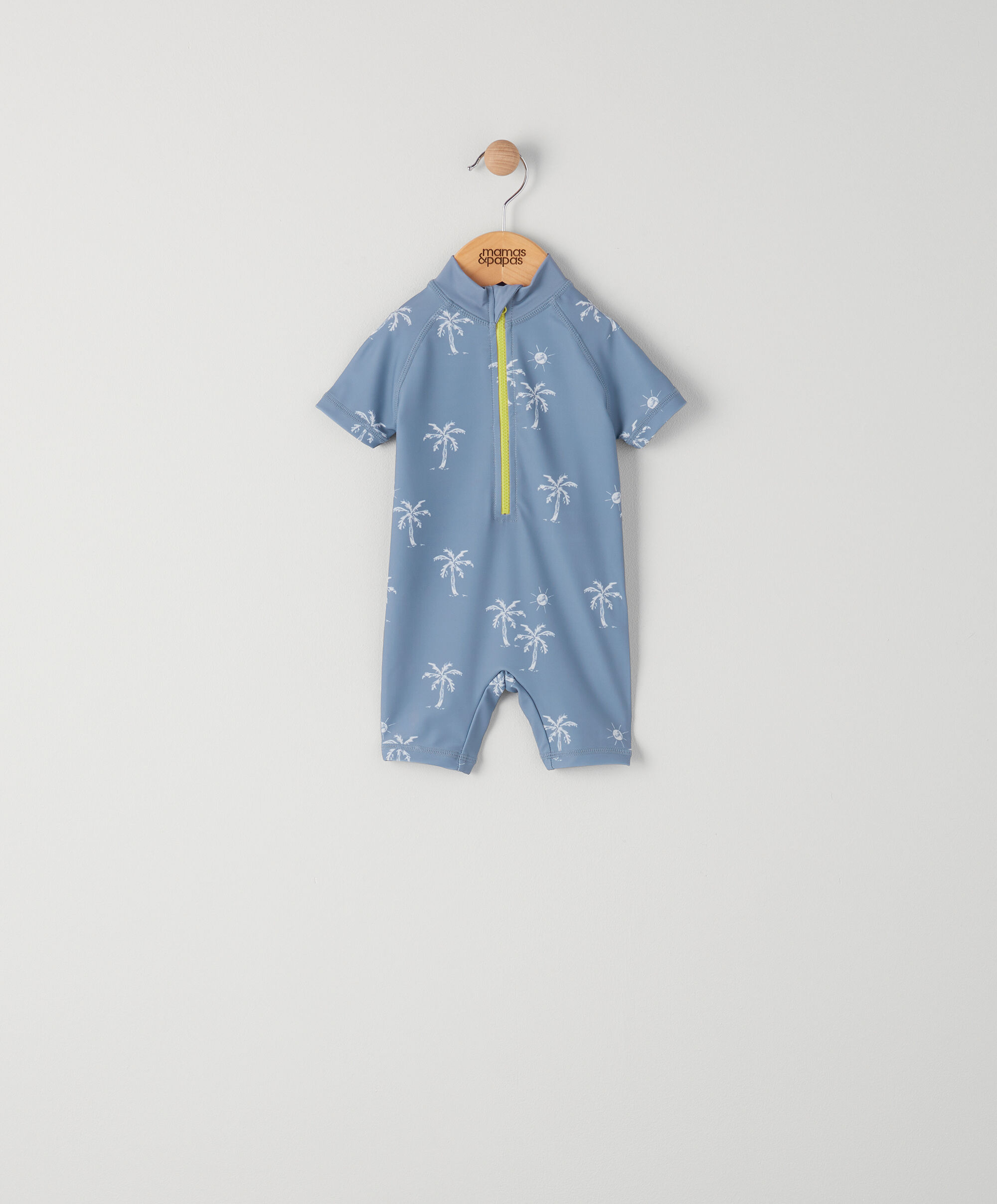 بدلة سباحة بأكمام قصيرة ونقشة أشجار نخيل image number 1