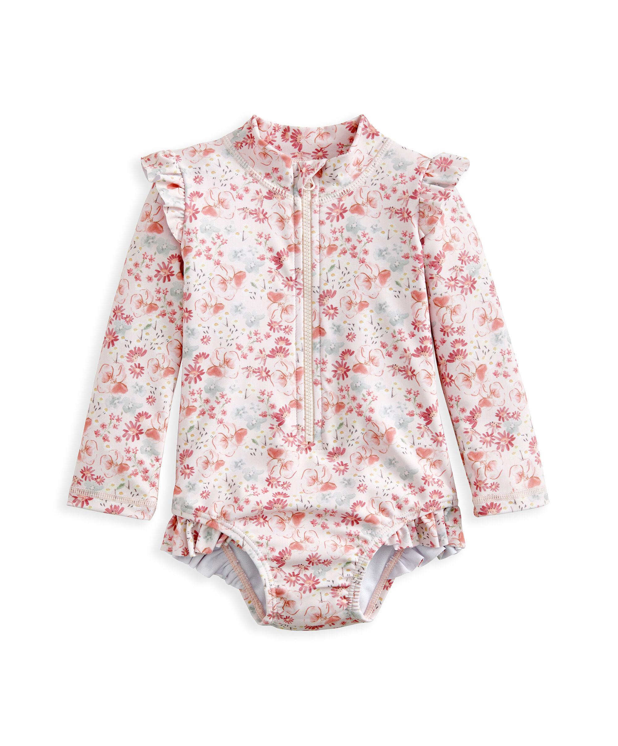 لباس سباحة بنقشة زهور وأكمام طويلة image number 2