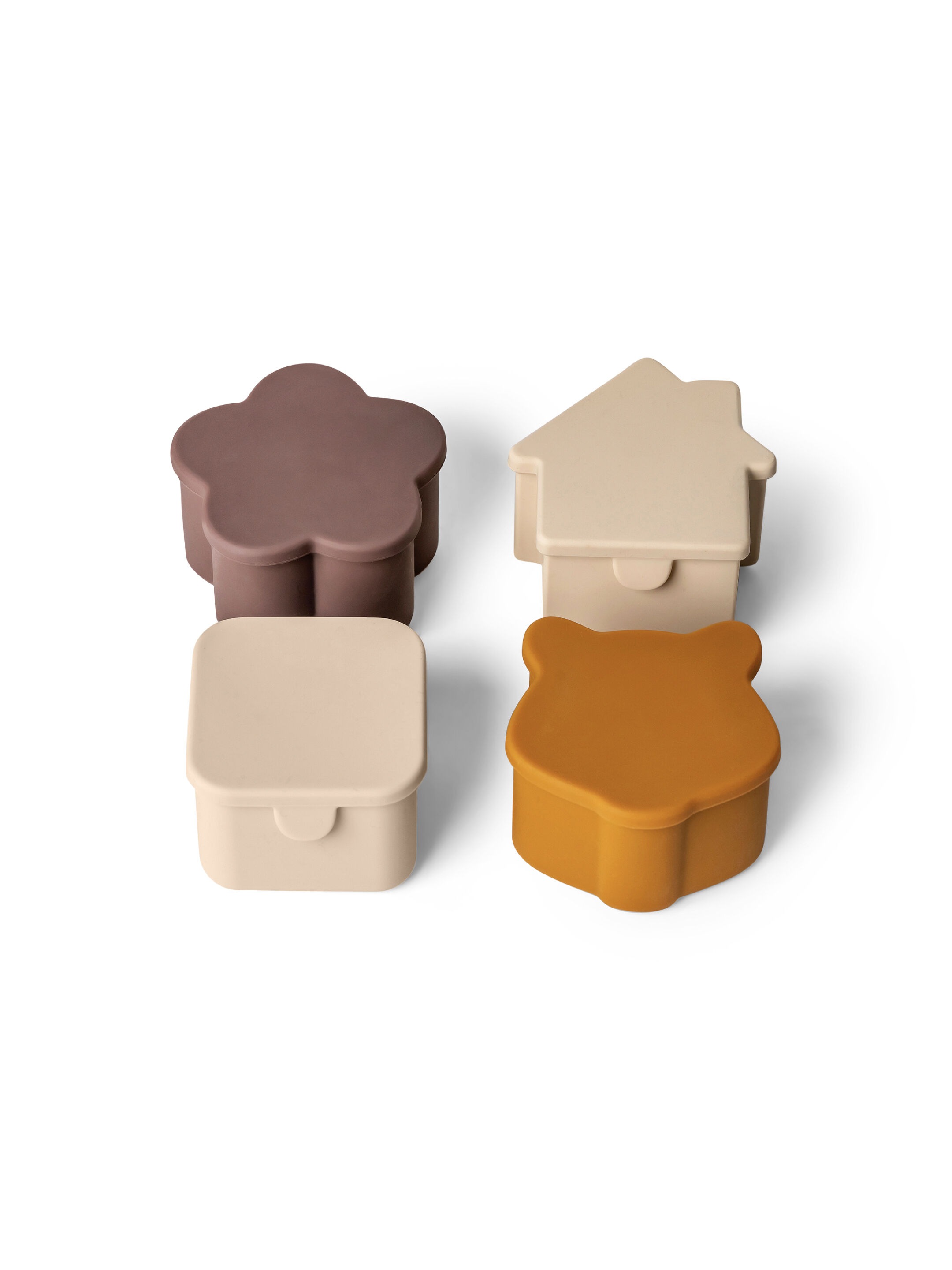 طقم منظمات صندوق غداء سيليكون من سيترون - 4 قطع بلون بيج/بنفسجي داكن/كراميل image number 2