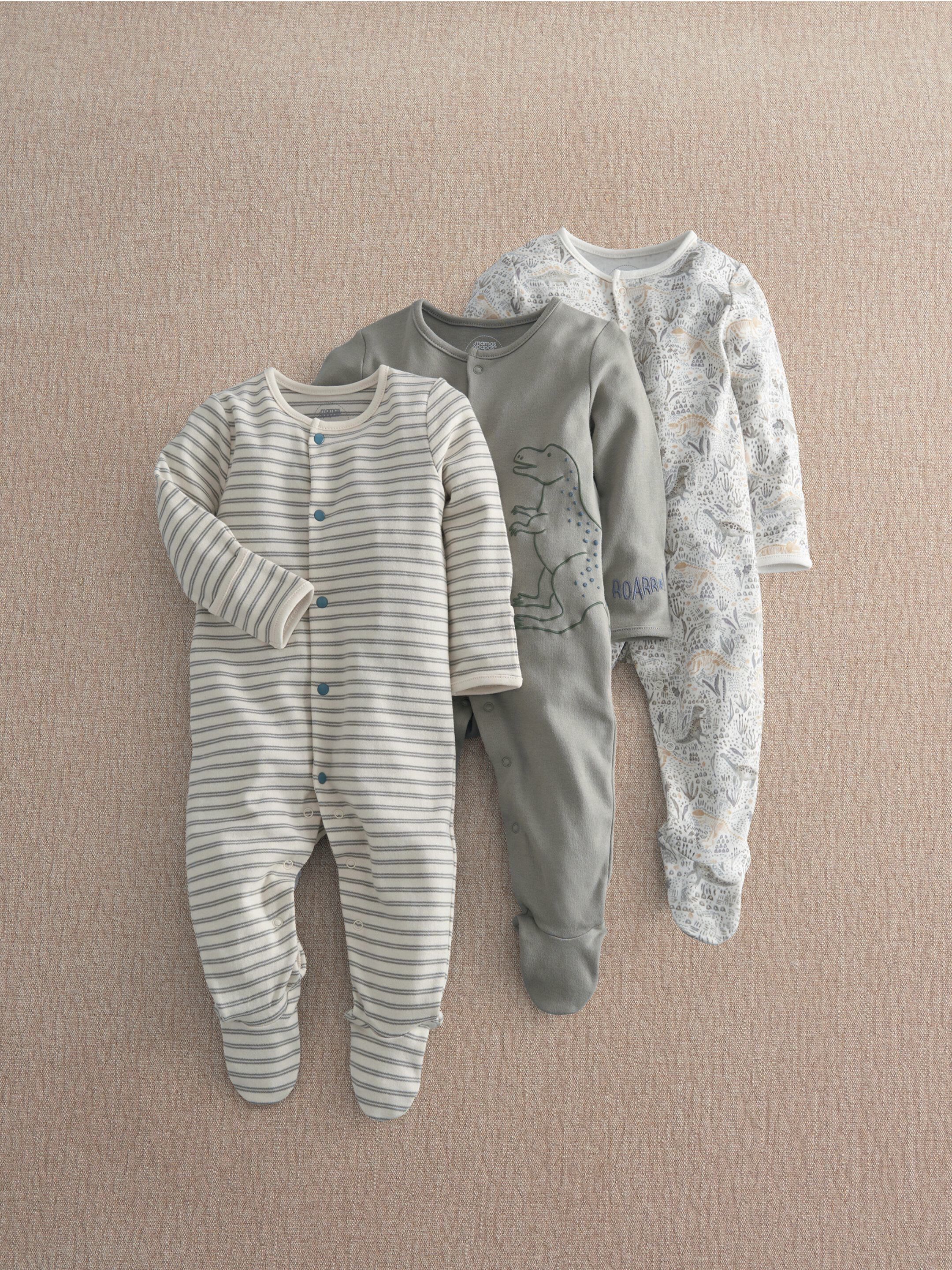 3Pk Born to Roar Sleepsuits