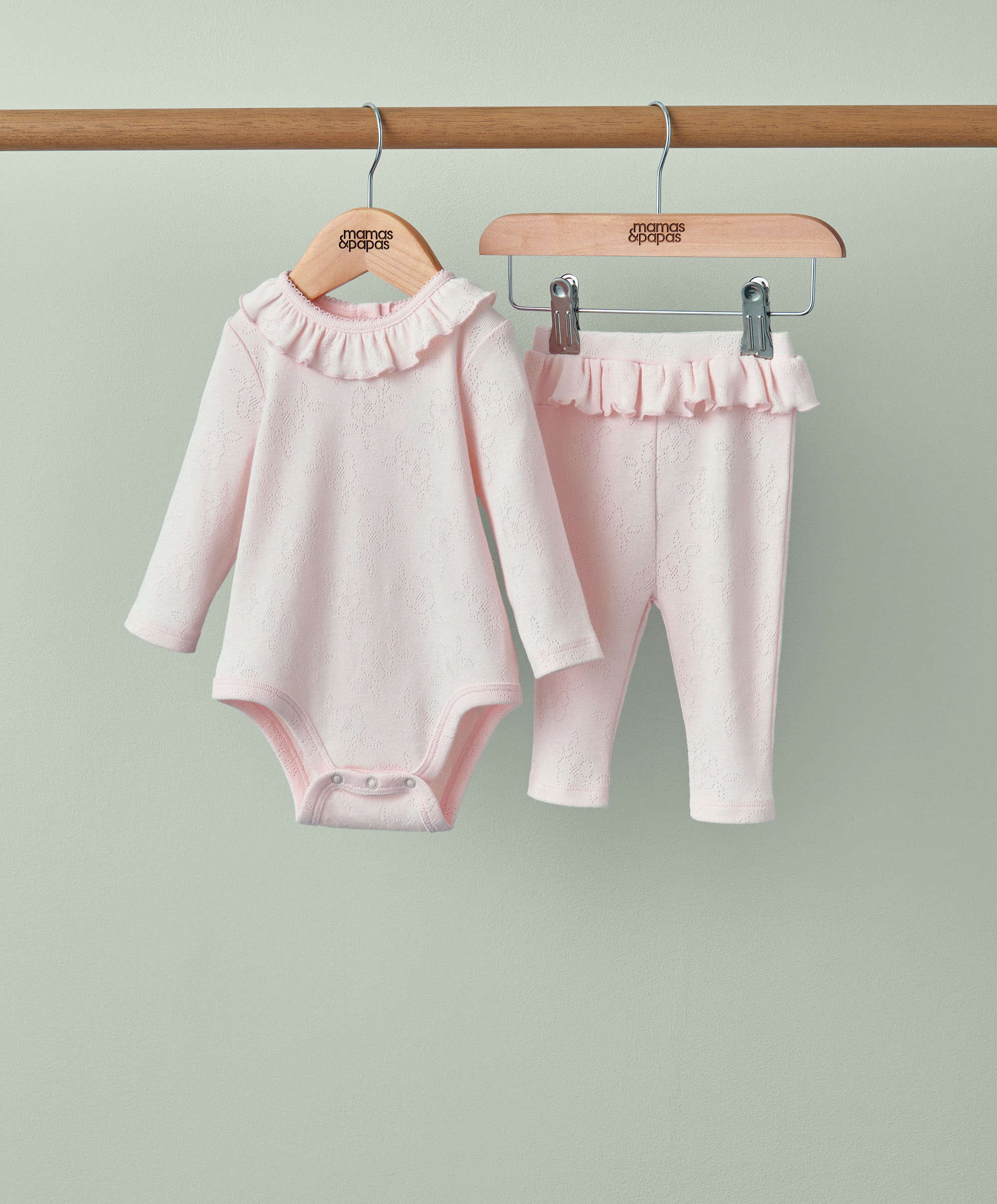 طقم بحافة كشكش ونقشة بونتيل - قطعتان image number 1