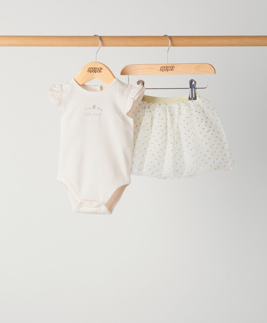 طقم تنورة توتو مزينة بغليتر وردي - قطعتان طقم تنورة توتو مزينة بغليتر وردي - قطعتان image number 1