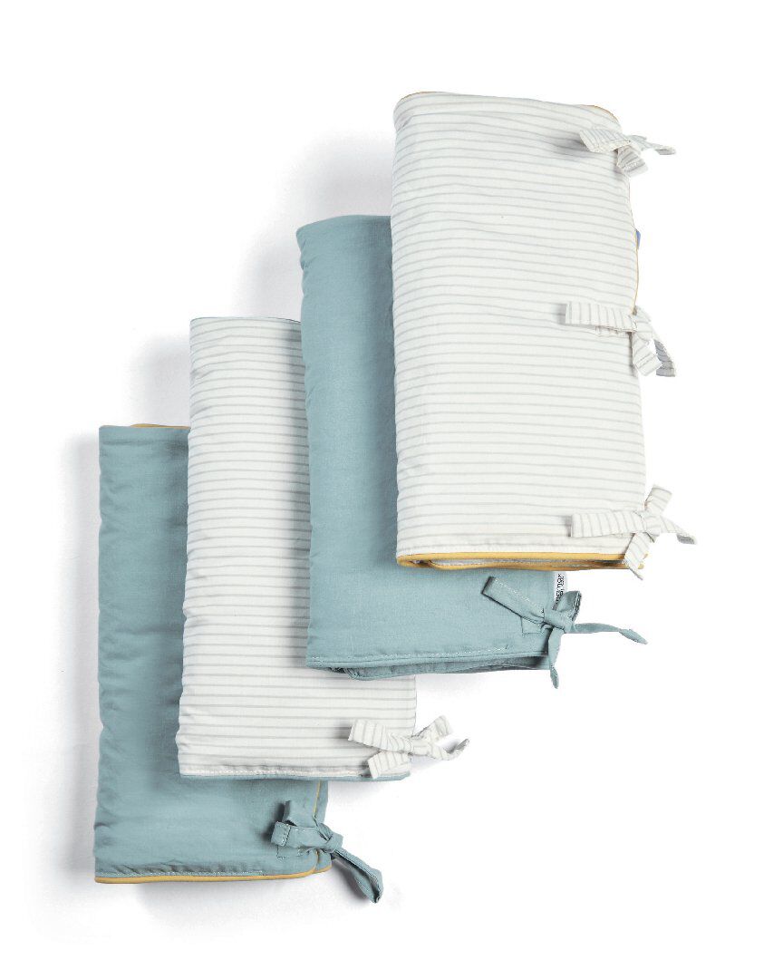 طقم أغطية لقضبان المهد ويلكم تو ذا وورلد بنقشة مزرعة وخطوط أزرق- 4 قطع image number 1