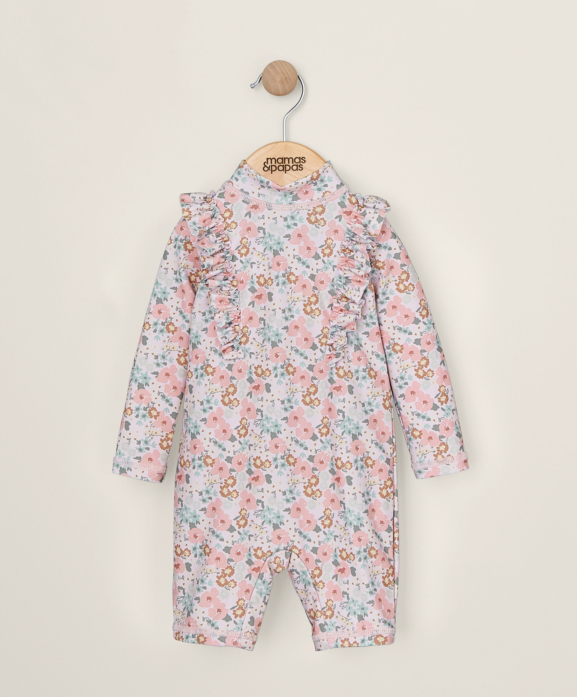 بدلة سباحة بأكمام قصيرة ونقشة زهور image number 1