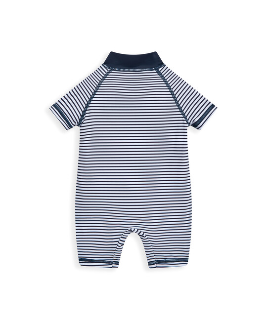 بدلة سباحة بأكمام قصيرة ونقشة خطوط بدلة سباحة بأكمام قصيرة ونقشة خطوط image number 3