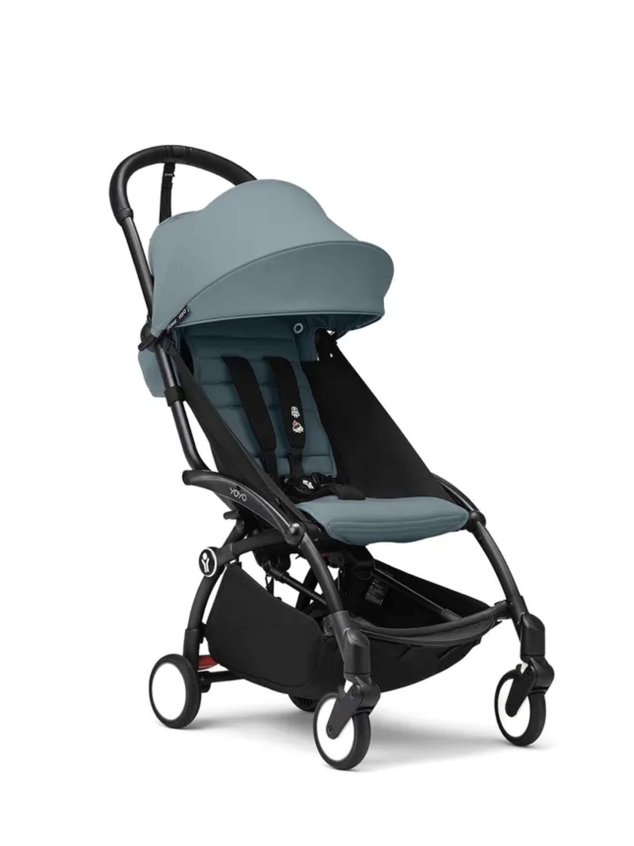 مجموعة هيكل أسود لعربة أطفال ستوك يويو3 مع مجموعة مقعد للأطفال لعمر 6 شهور فأكثر بلون أزرق (قطعتين) image number 1