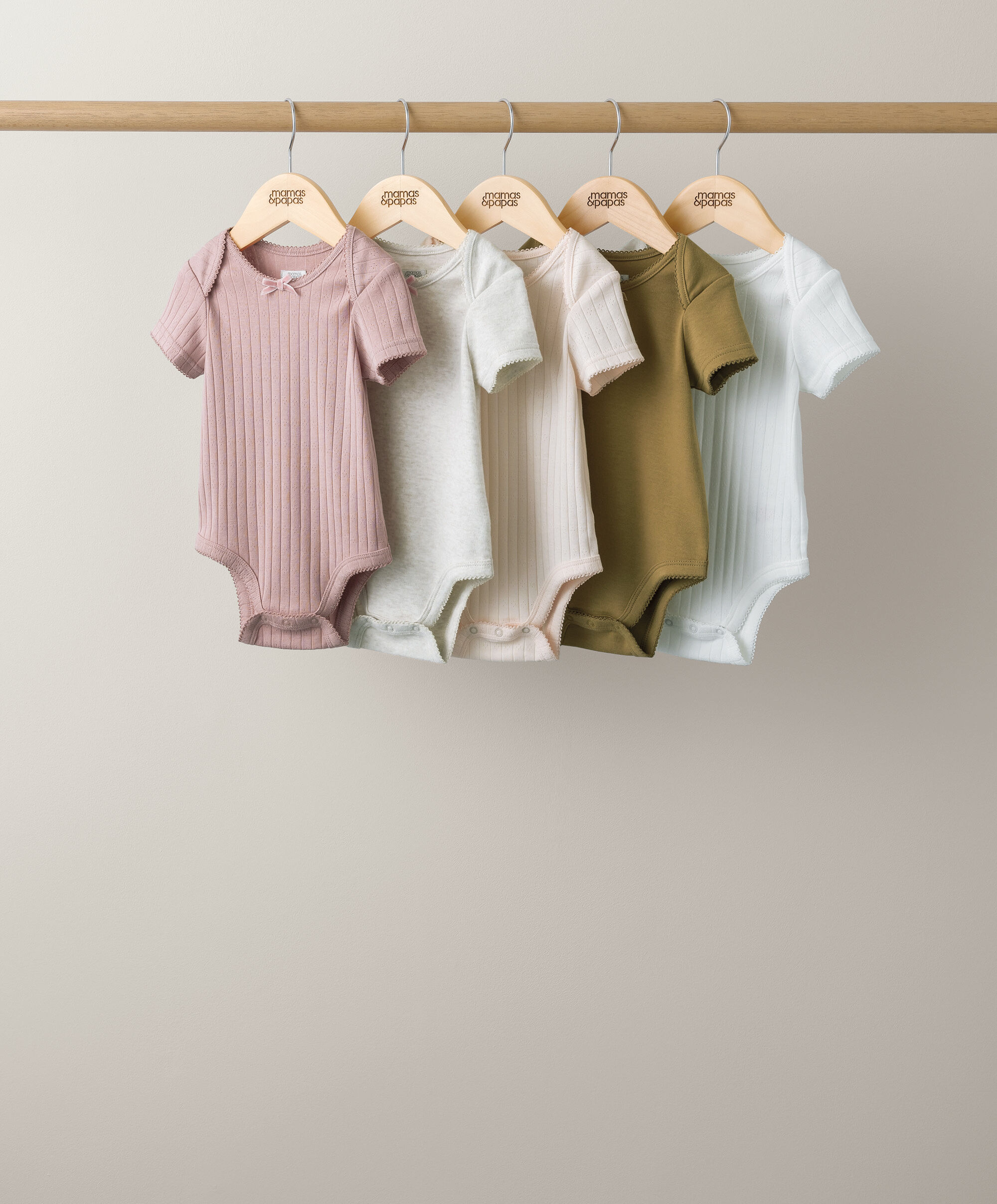 طقم لباس قطعة واحدة مضلع بنقشة بونتيل وأكمام قصيرة - 5 قطع image number 1