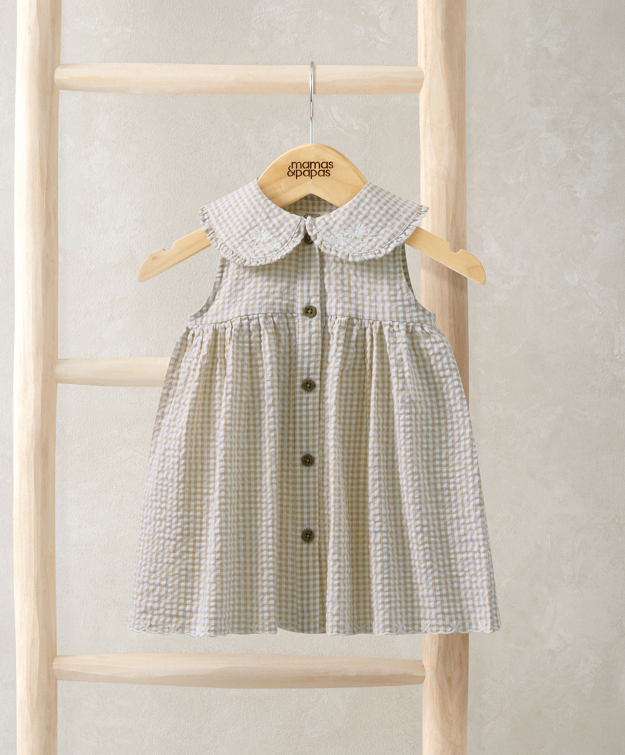 فستان وردي بنقشة مربعات image number 1