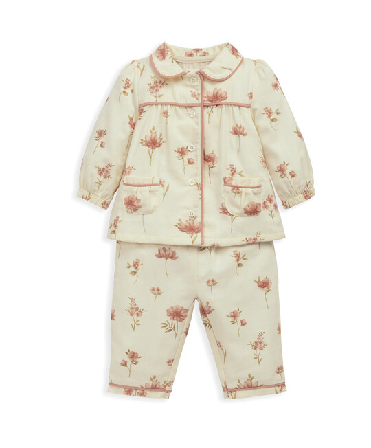 طقم بيجامة منسوج بنقشة زهور طقم بيجامة منسوج بنقشة زهور image number 2