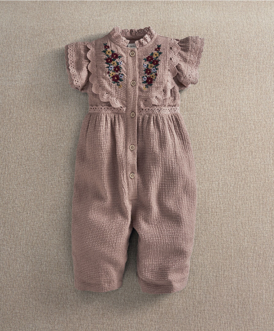 Pink Embroidered Romper