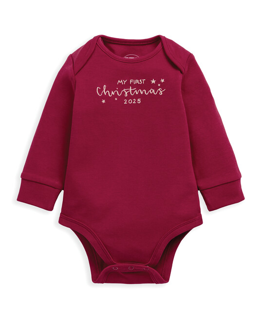 بودي سوت أحمر بتطريز ماي فيرست كريسماس بودي سوت أحمر بتطريز ماي فيرست كريسماس image number 2