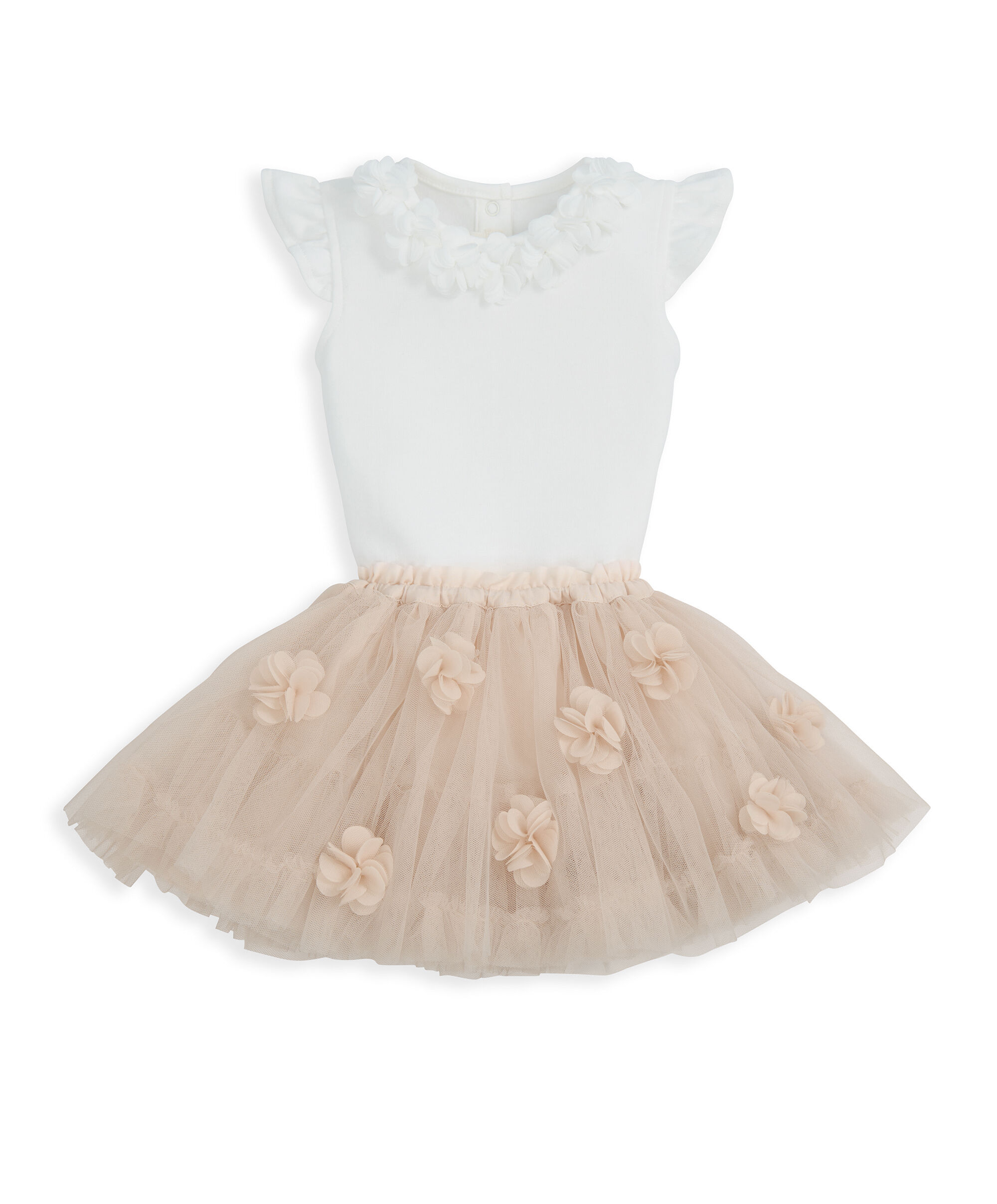 طقم بودي سوت وتنورة توتو بزهور، قطعتين image number 2