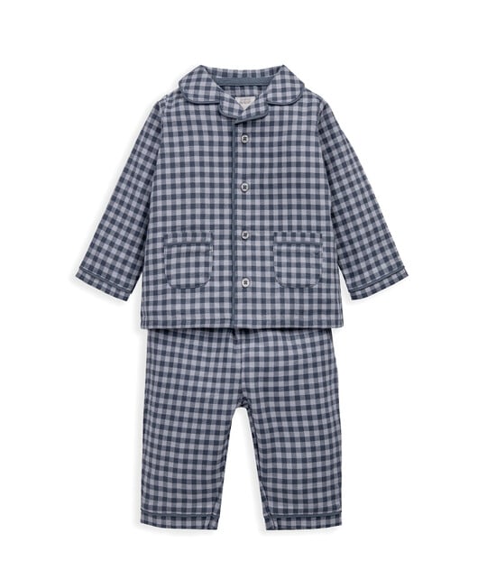 طقم بيجامة بنقشة مربعات بلون أزرق طقم بيجامة بنقشة مربعات بلون أزرق image number 2