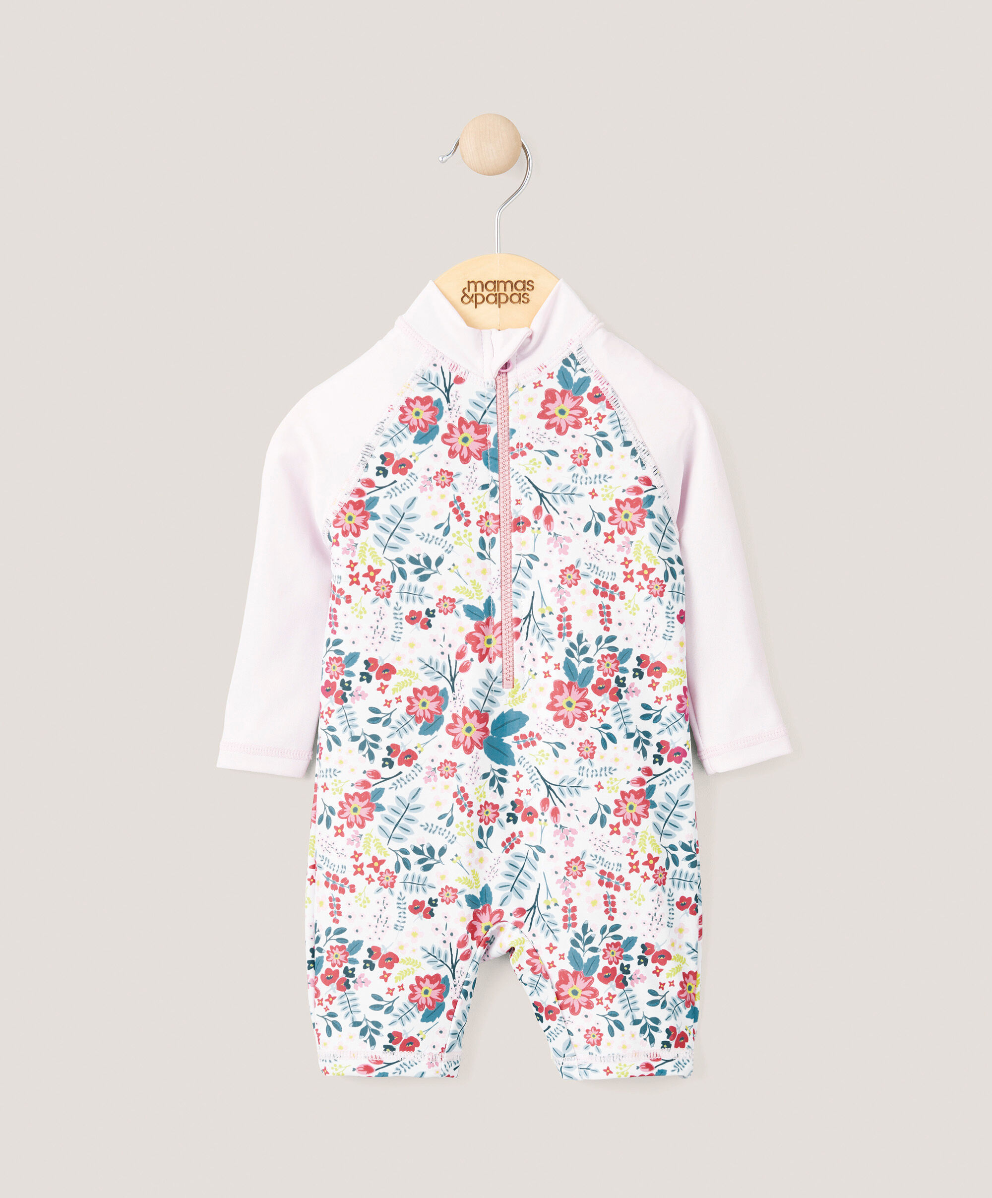 بدلة سباحة بأكمام طويلة - نقشة زهور image number 1